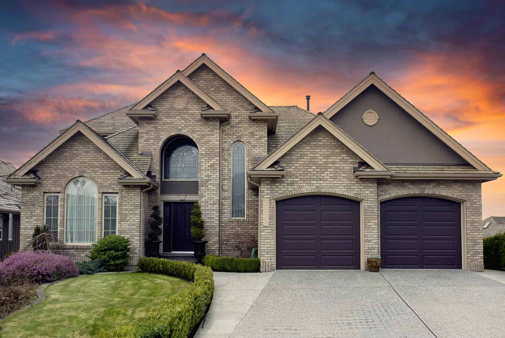 Pretty home at sunset